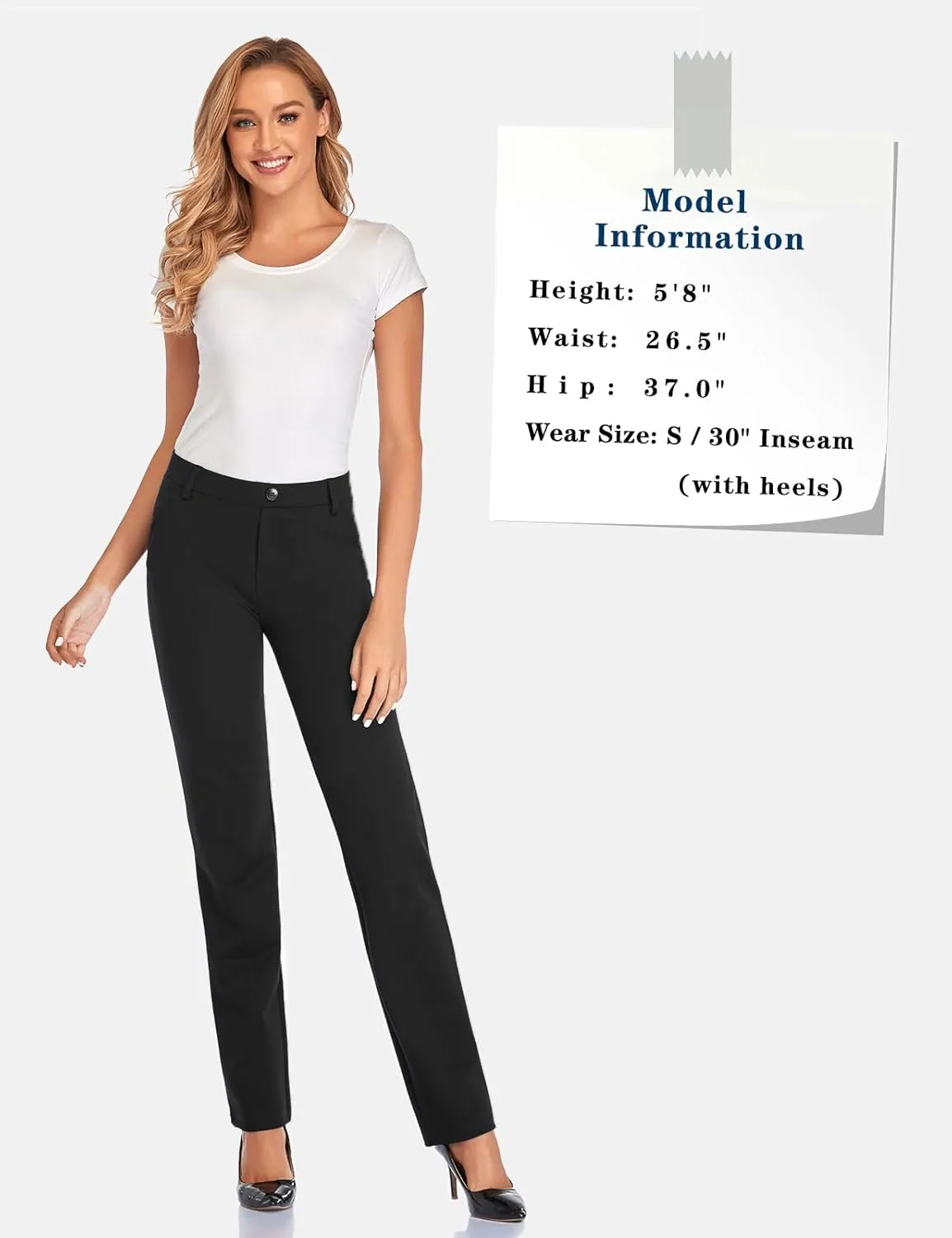 Tapata Women's 28''/30''/32''/34'' Stretchy Straight Dress Pants with Pockets Tall, Petite, Regular for Office Work Business