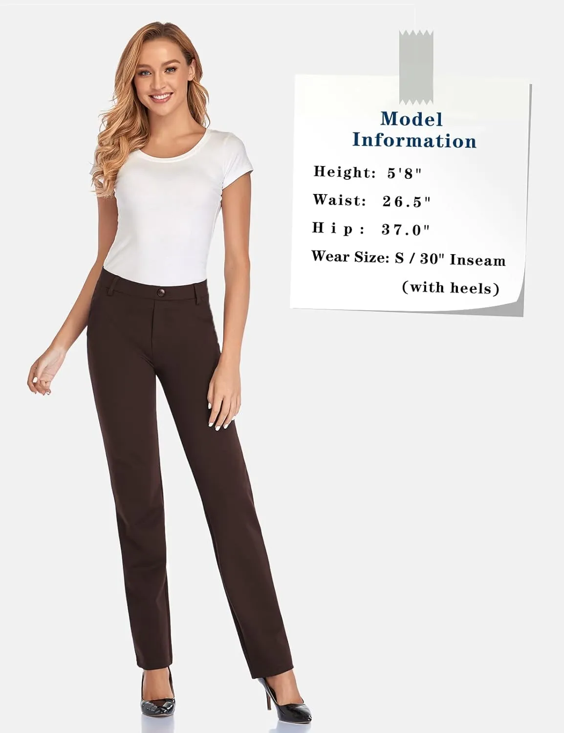 Tapata Women's 28''/30''/32''/34'' Stretchy Straight Dress Pants with Pockets Tall, Petite, Regular for Office Work Business