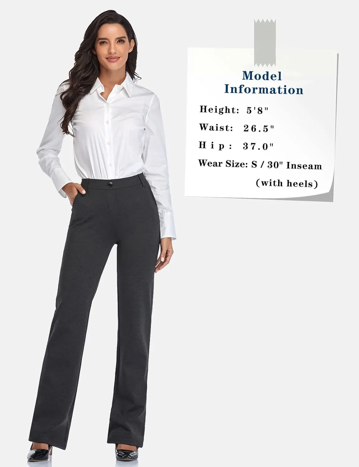 Tapata Women's 28''/30''/32''/34'' Stretchy Straight Dress Pants with Pockets Tall, Petite, Regular for Office Work Business