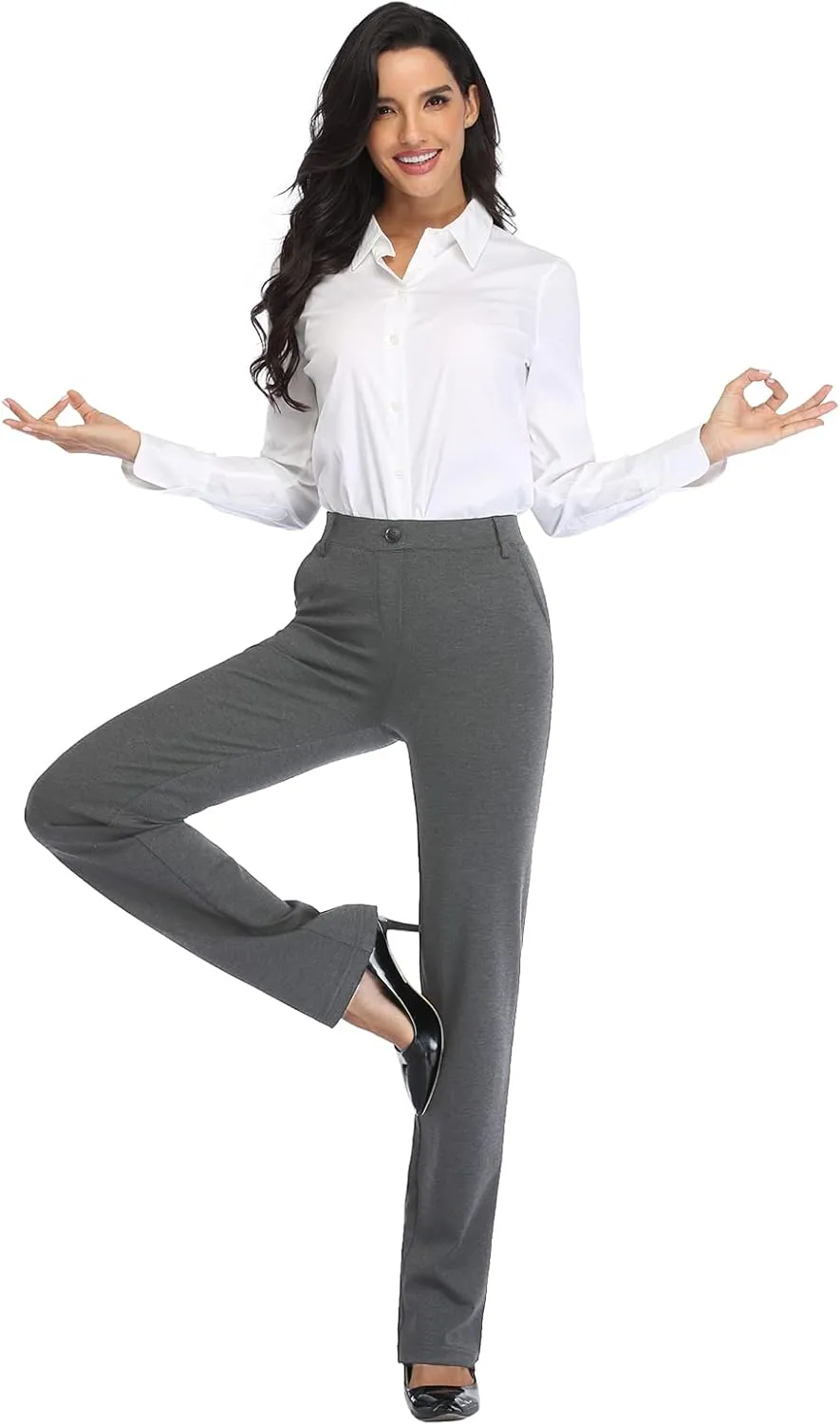 Tapata Women's 28''/30''/32''/34'' Stretchy Straight Dress Pants with Pockets Tall, Petite, Regular for Office Work Business