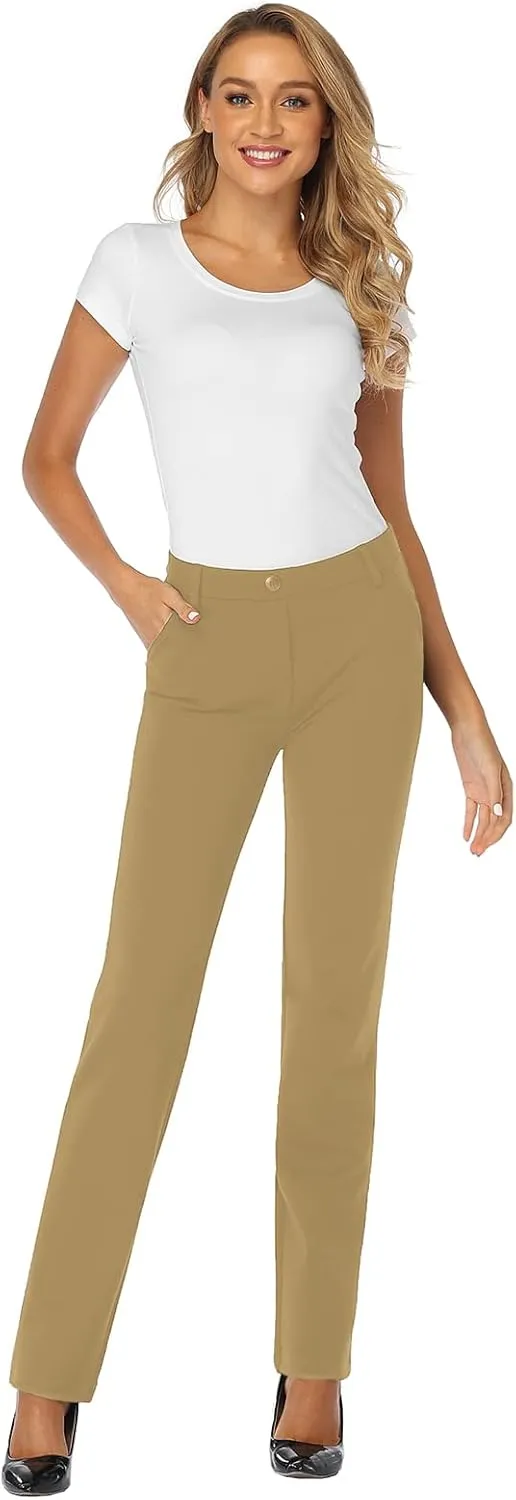 Tapata Women's 28''/30''/32''/34'' Stretchy Straight Dress Pants with Pockets Tall, Petite, Regular for Office Work Business