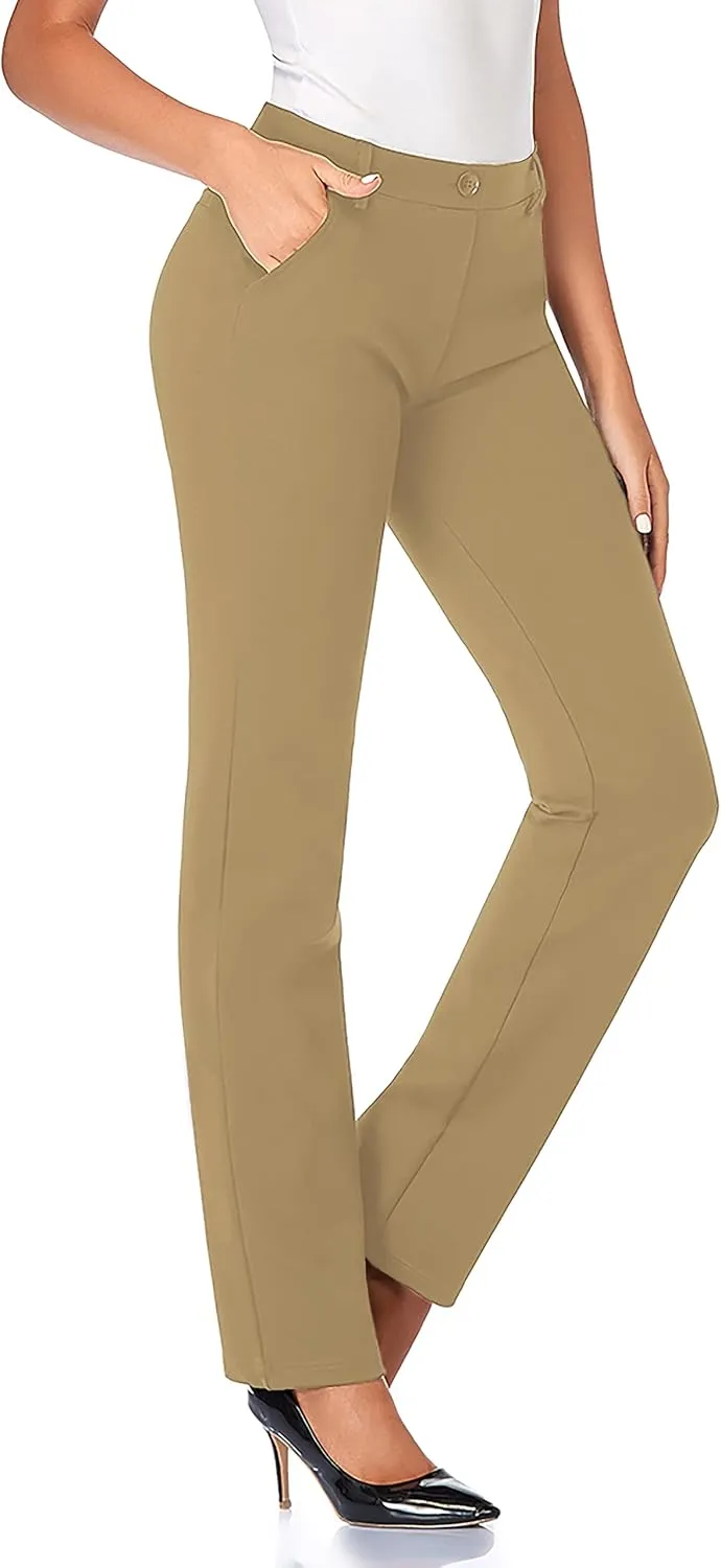 Tapata Women's 28''/30''/32''/34'' Stretchy Straight Dress Pants with Pockets Tall, Petite, Regular for Office Work Business