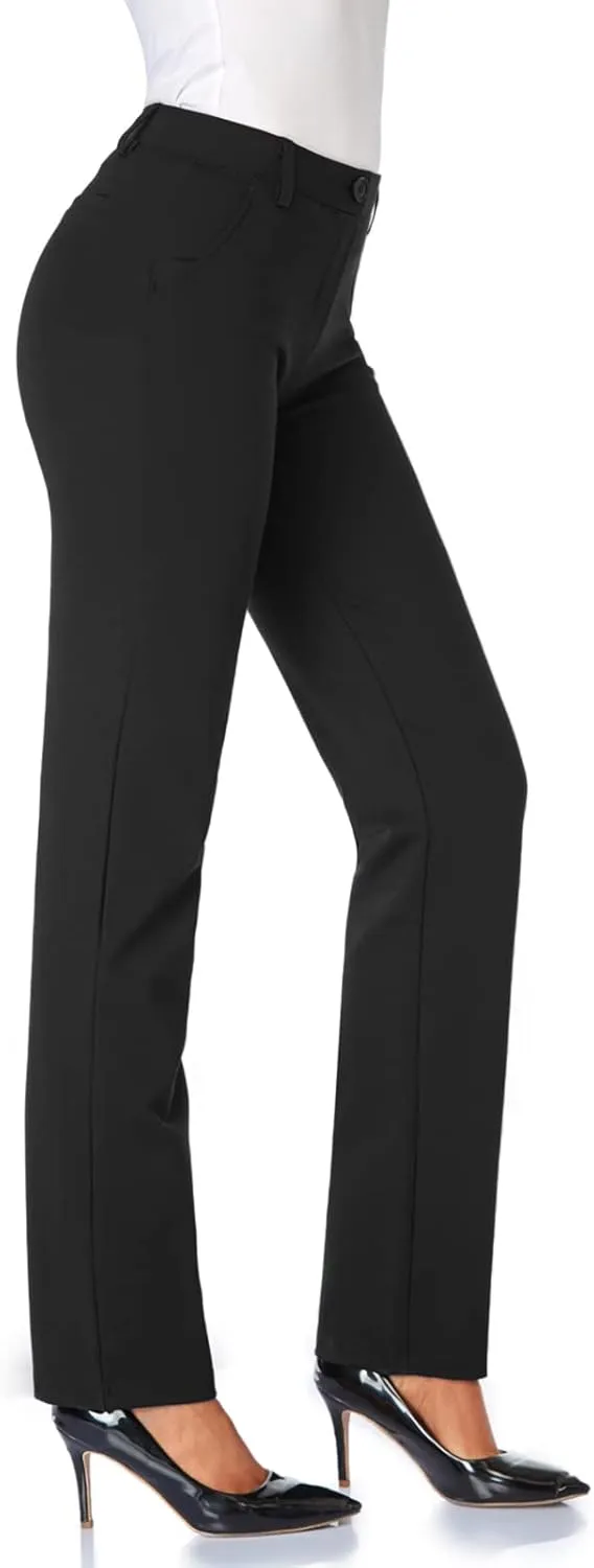 Tapata Women's 28''/30''/32''/34'' Stretchy Straight Dress Pants with Pockets Tall, Petite, Regular for Office Work Business