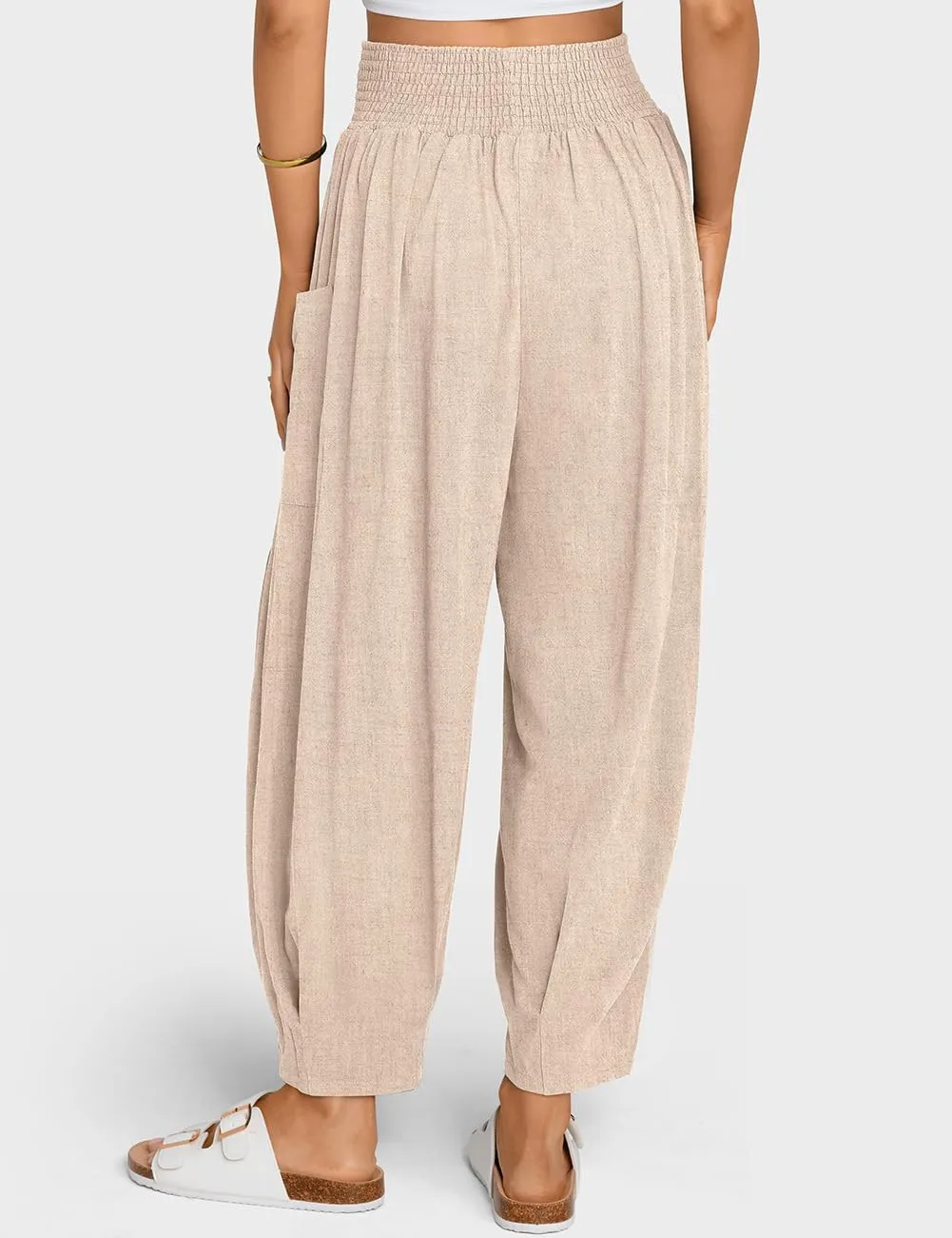 TARSE Women Linen Boho Pants Summer Casual Loose High Waist Cargo Lounge Harem Pant 2025 Beach Travel Vacation Outfits
