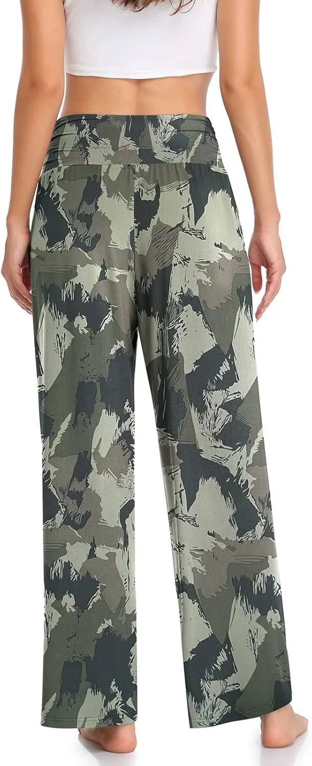 TARSE Womens Wide Leg Pants Casual Loose Yoga Sweatpants Comfy Lounge Pajama Flowy Pants Pockets