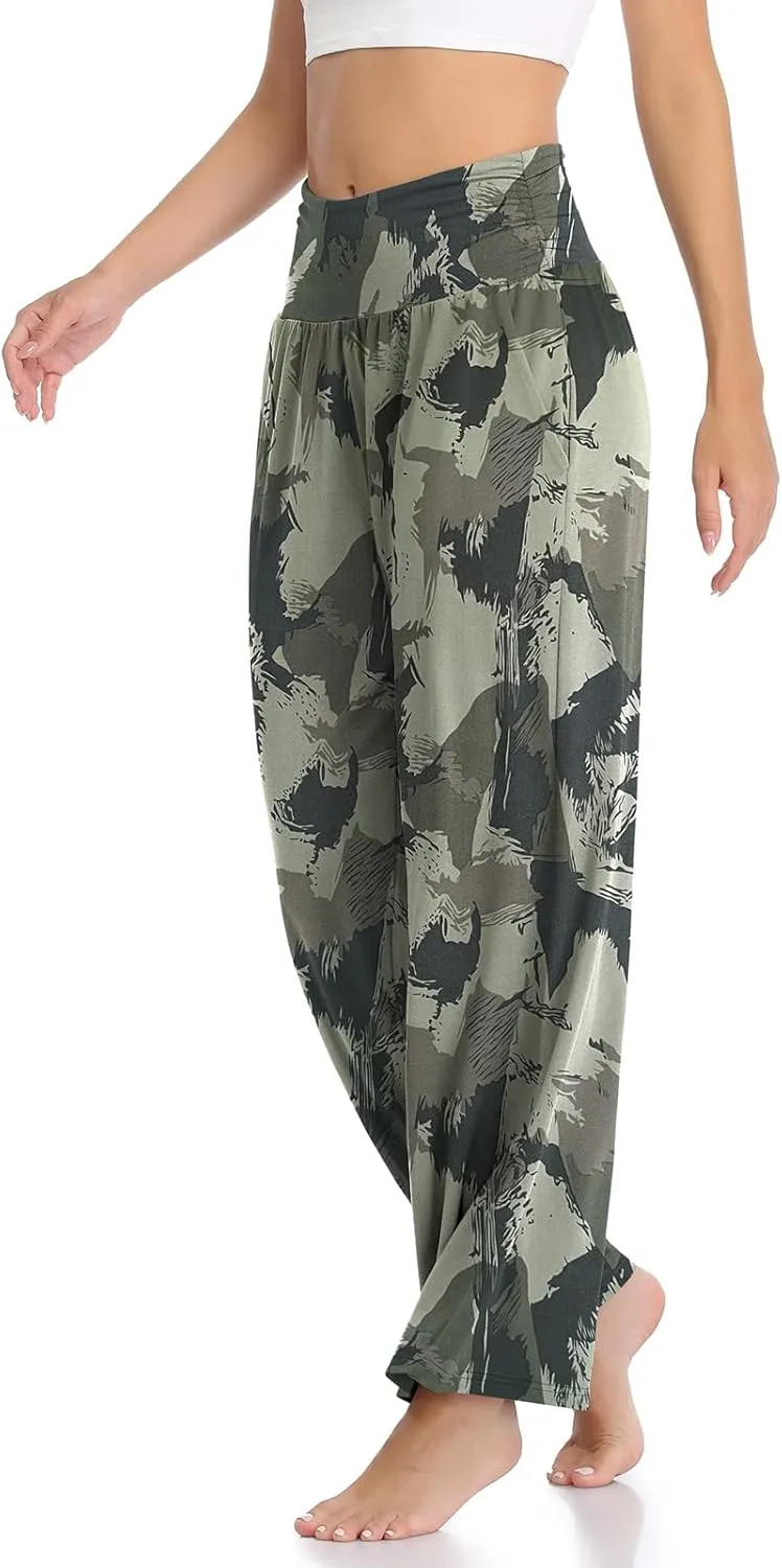 TARSE Womens Wide Leg Pants Casual Loose Yoga Sweatpants Comfy Lounge Pajama Flowy Pants Pockets