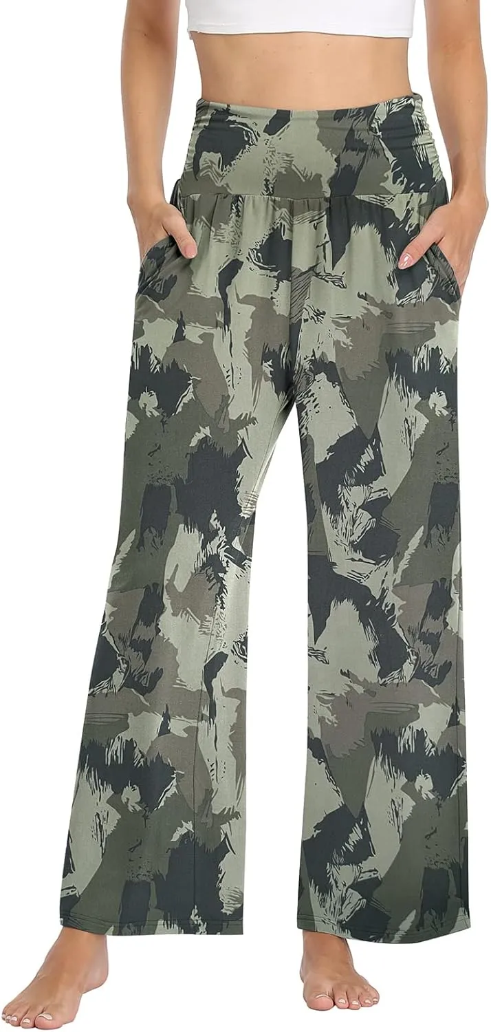 TARSE Womens Wide Leg Pants Casual Loose Yoga Sweatpants Comfy Lounge Pajama Flowy Pants Pockets