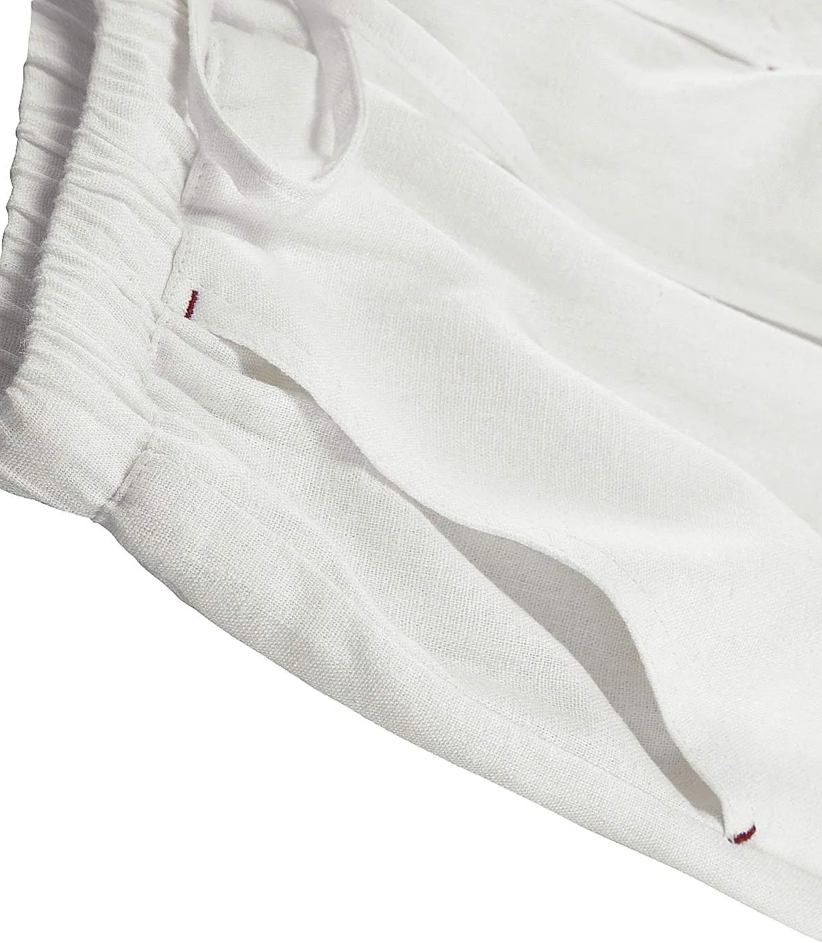ThCreasa Mens Casual Elastic Waist Drawstring Pants Cotton Linen Baggy Lounge Pants Beach Trousers with Pockets