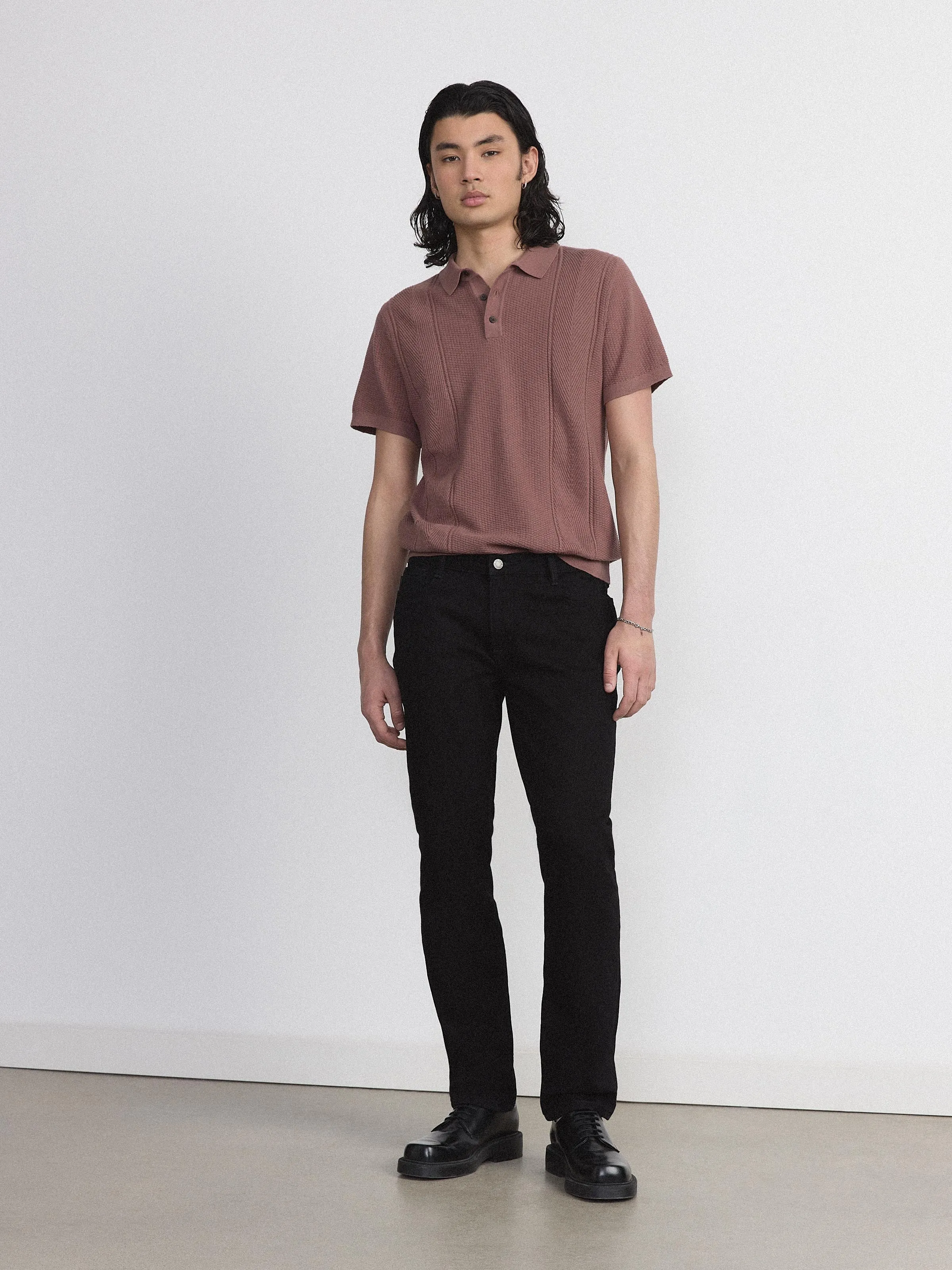 The Mixed Stitch Polo in Nutmeg