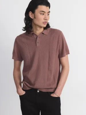 The Mixed Stitch Polo in Nutmeg