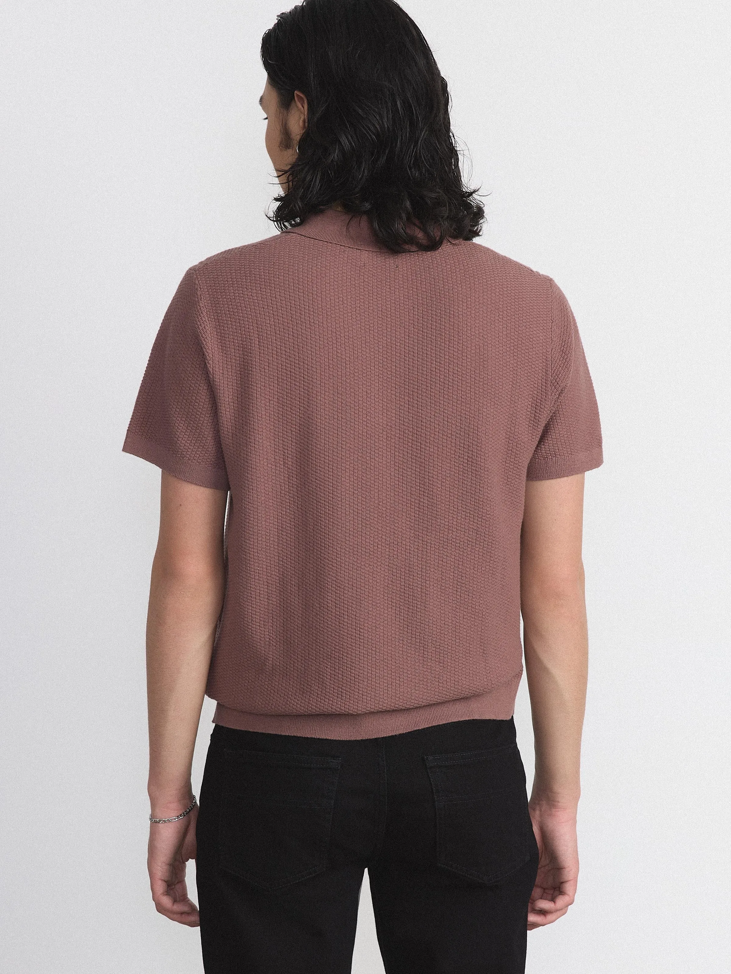 The Mixed Stitch Polo in Nutmeg