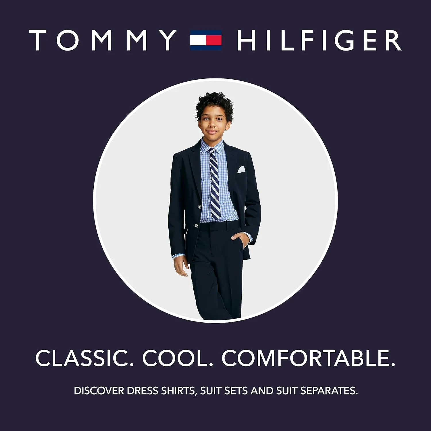 Tommy Hilfiger boys TH Flex Stretch Performance Dress Pant, Straight Leg Fit, Zip Fly & Belt Loops, Side & Back Pockets