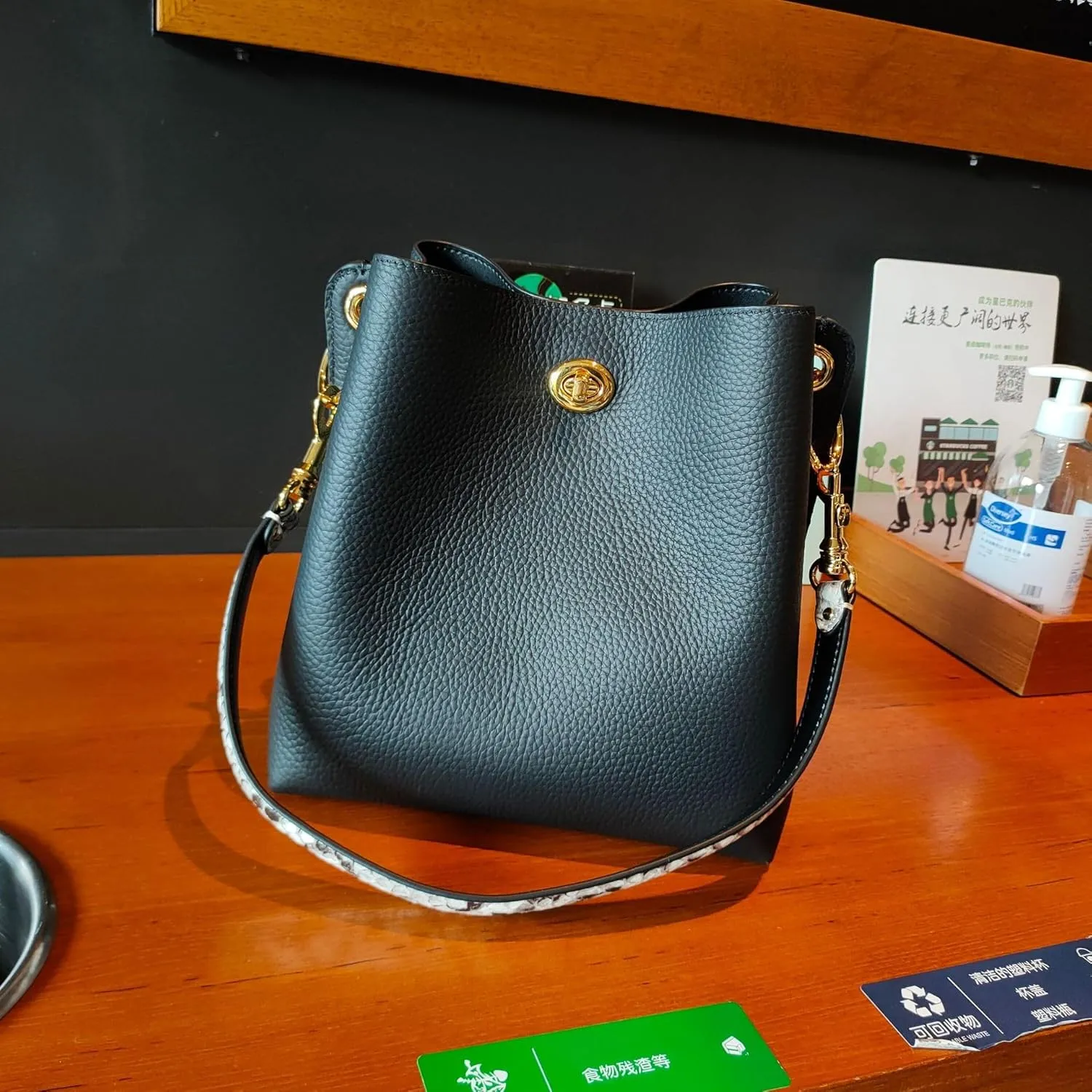Trendy bucket bag for women,genuine leather shoulder bag,tote,simple and versatile crossbody bag with two straps.Hobo Purse,