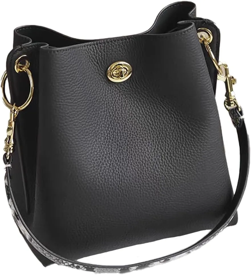 Trendy bucket bag for women,genuine leather shoulder bag,tote,simple and versatile crossbody bag with two straps.Hobo Purse,