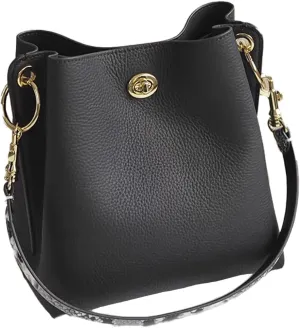 Trendy bucket bag for women,genuine leather shoulder bag,tote,simple and versatile crossbody bag with two straps.Hobo Purse,