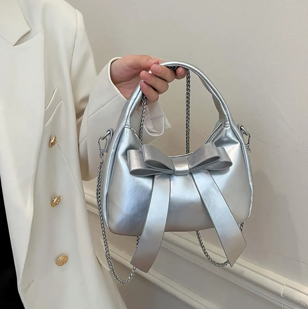 Trendy Clutch Bag Crossbody Purse For Women Commuter Handbag Womens Versatile Satchel Purse Sweet Travel Bags With Bow-tie