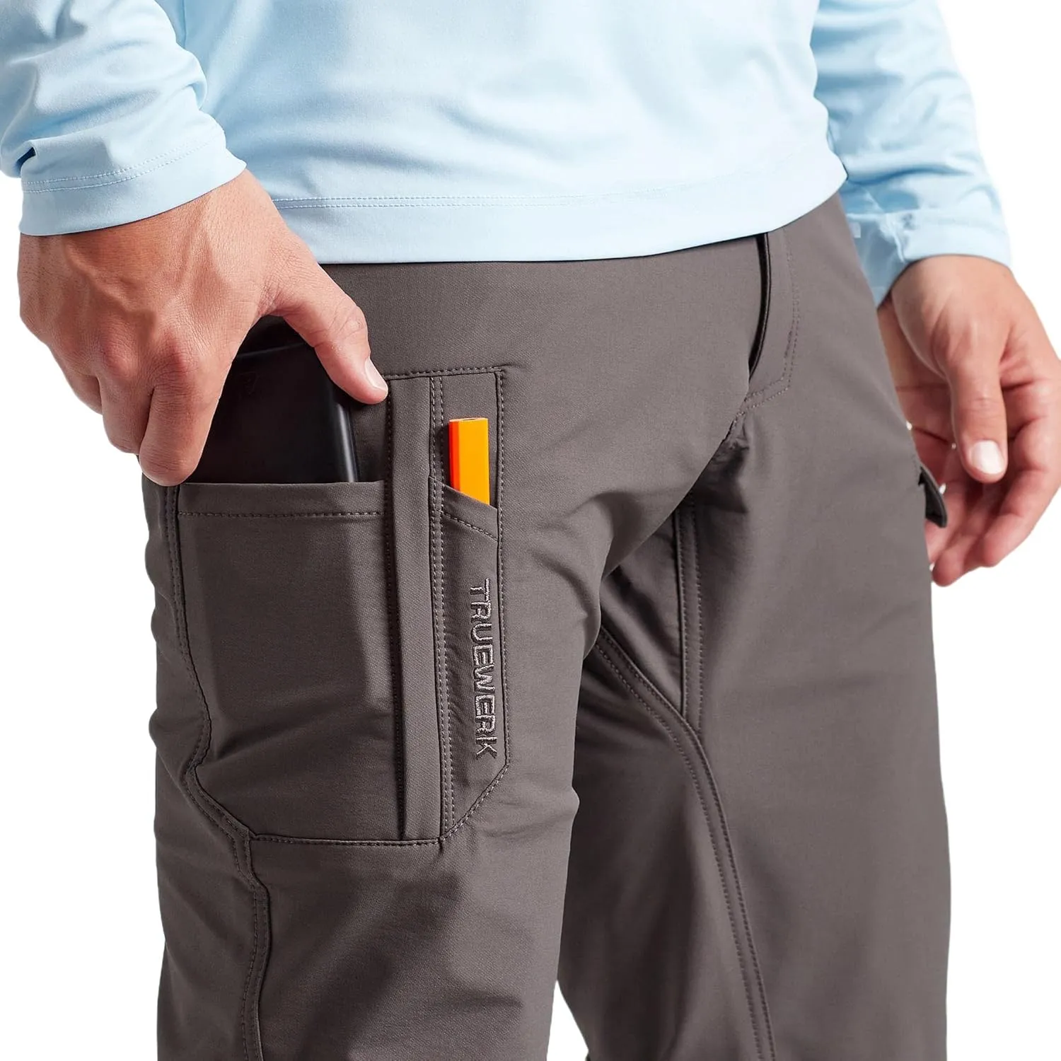 TRUEWERK Men's Work Pants - T2 WerkPant Technical Workwear, Water Resistant, Lightweight, Multi-Pocket with 4-Way Stretch