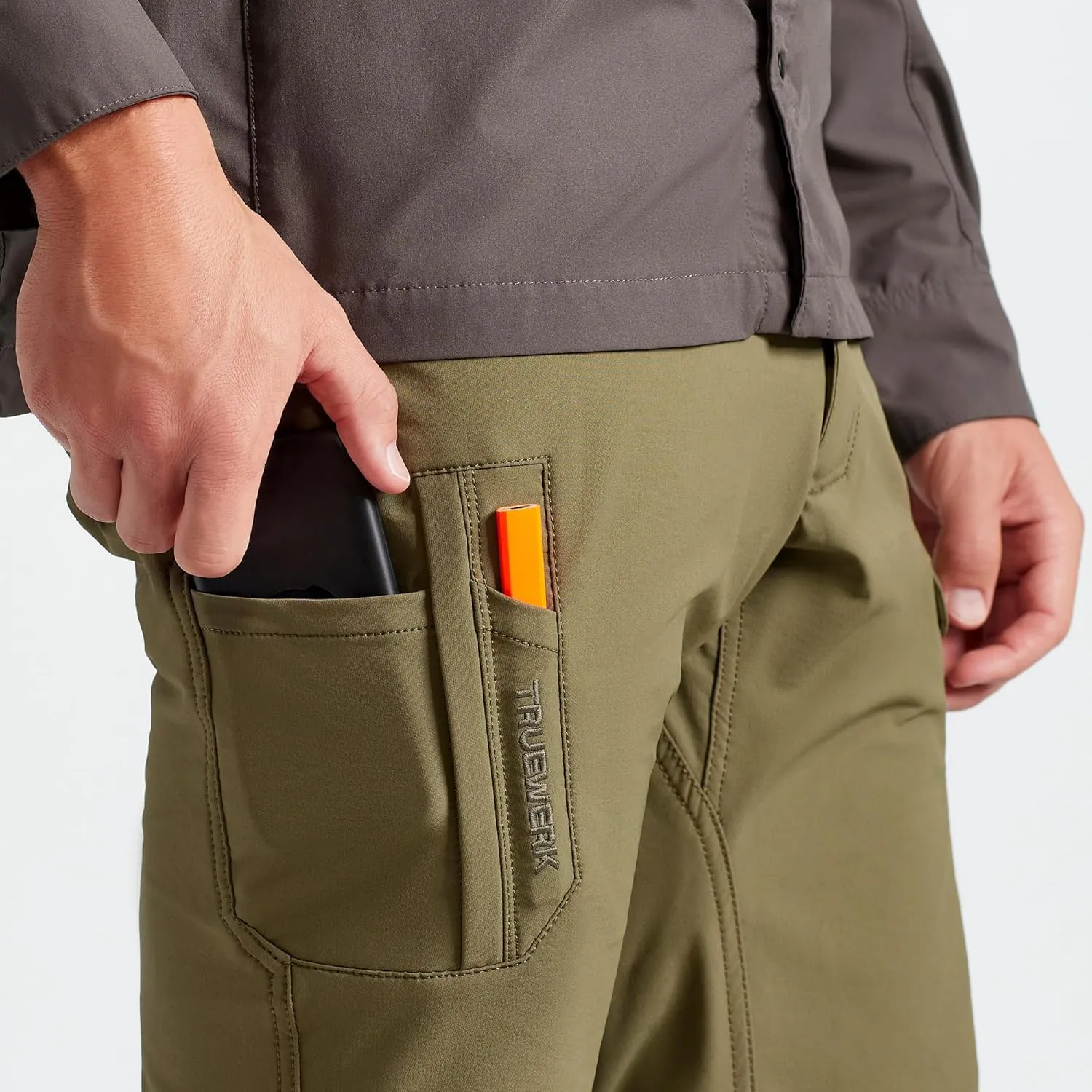 TRUEWERK Men's Work Pants - T2 WerkPant Technical Workwear, Water Resistant, Lightweight, Multi-Pocket with 4-Way Stretch