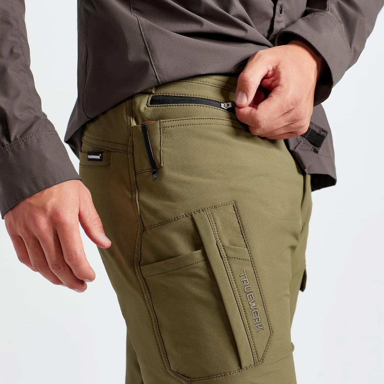 TRUEWERK Men's Work Pants - T2 WerkPant Technical Workwear, Water Resistant, Lightweight, Multi-Pocket with 4-Way Stretch