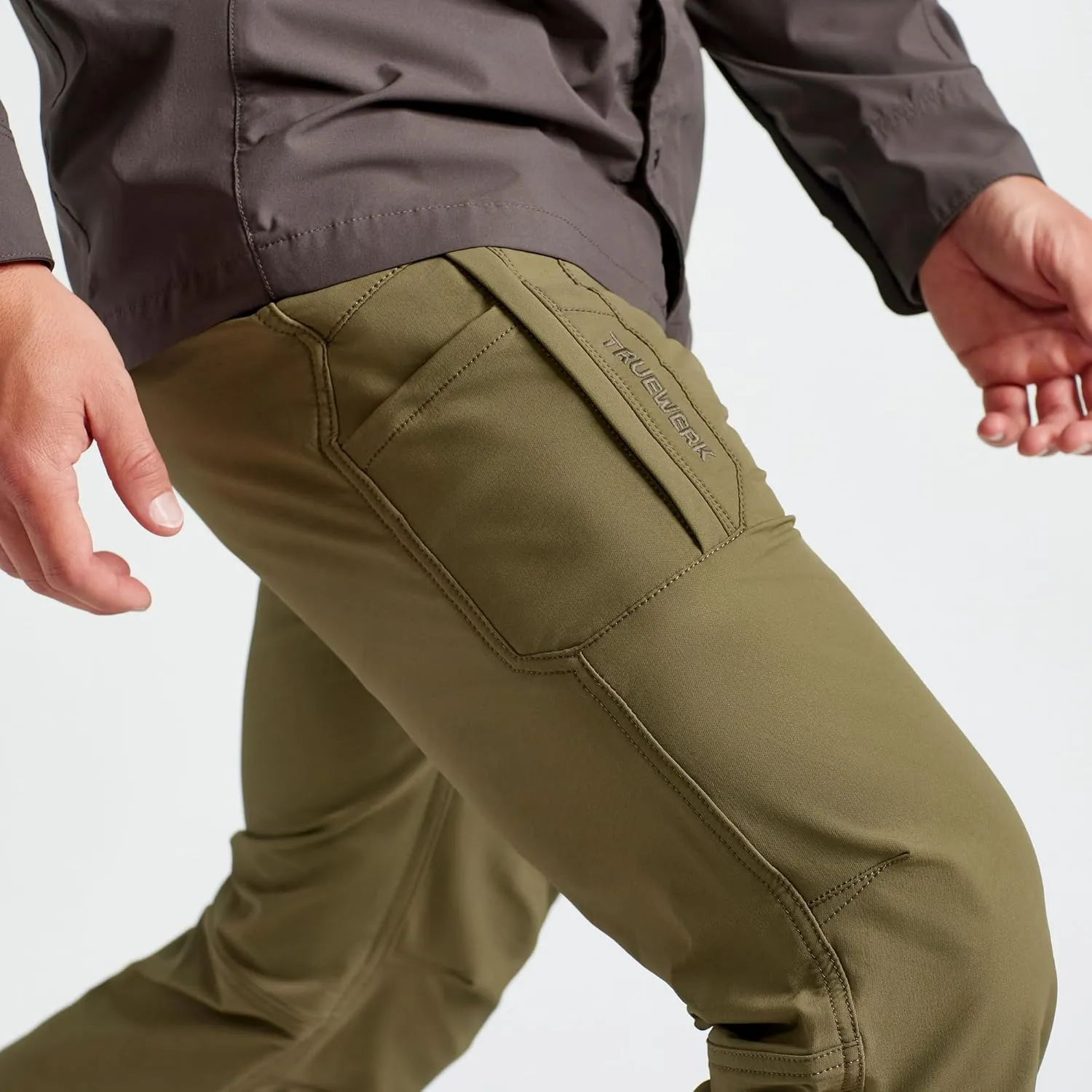 TRUEWERK Men's Work Pants - T2 WerkPant Technical Workwear, Water Resistant, Lightweight, Multi-Pocket with 4-Way Stretch