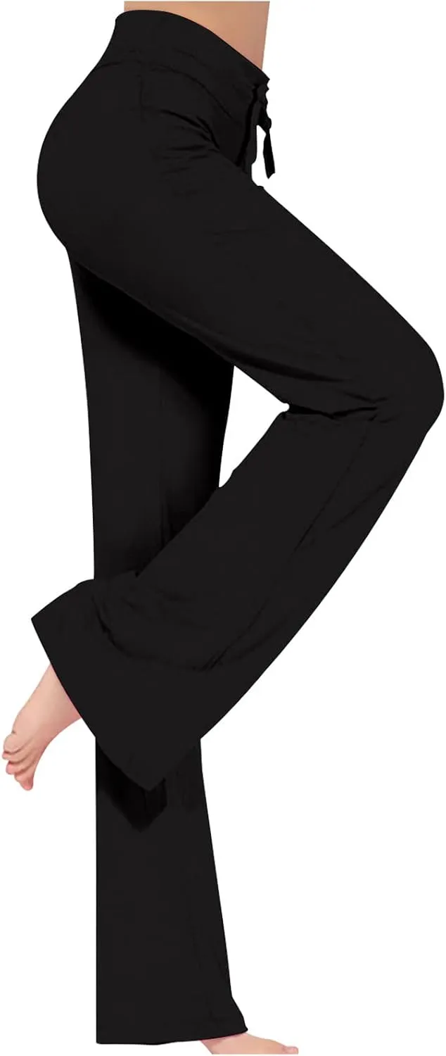 Uillui Wide Leg Pants for Women Casual Loose Yoga Sweatpants Comfy Palazzo Lounge Flowy Pant High Waist Capri Slacks Trouser