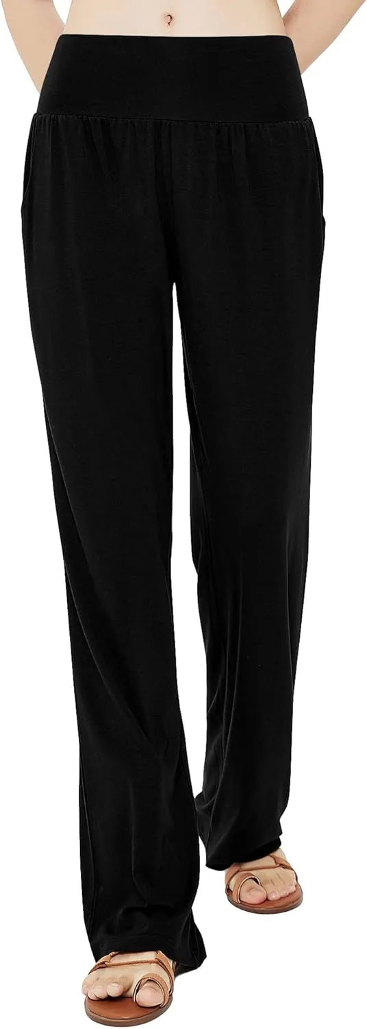 Urban CoCo Women's Comfy Yoga Pants Casual Wide Leg Sweatpants High Waist Stretch Trousers with Pockets
