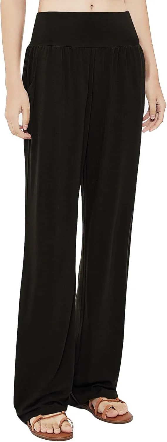 Urban CoCo Women's Comfy Yoga Pants Casual Wide Leg Sweatpants High Waist Stretch Trousers with Pockets