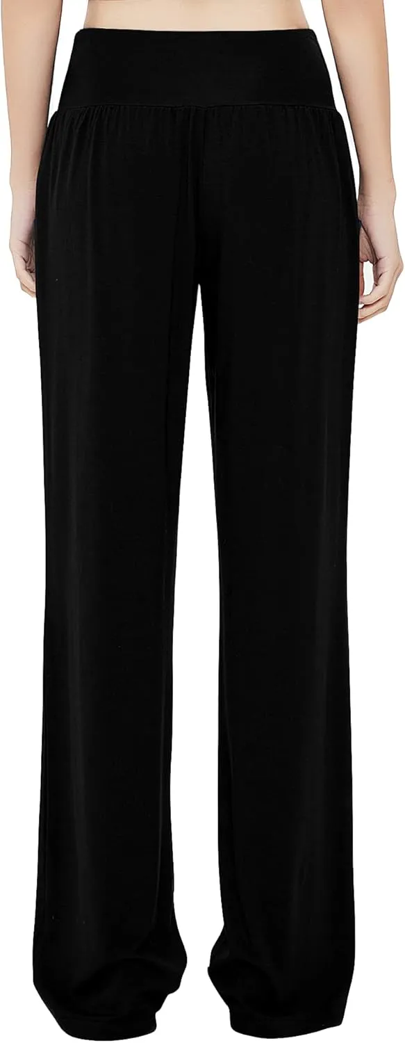 Urban CoCo Women's Comfy Yoga Pants Casual Wide Leg Sweatpants High Waist Stretch Trousers with Pockets