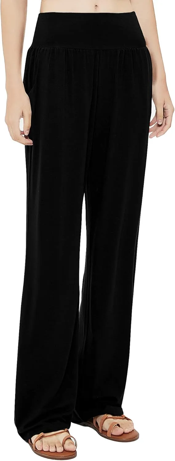 Urban CoCo Women's Comfy Yoga Pants Casual Wide Leg Sweatpants High Waist Stretch Trousers with Pockets