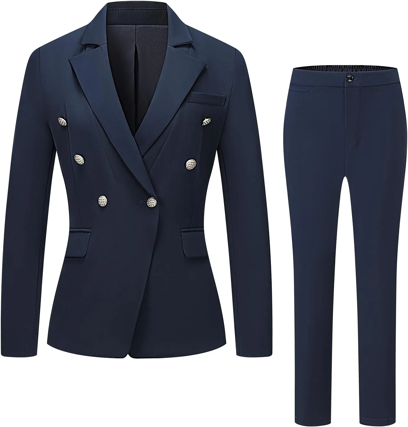 V VOCNI Womens Suits 2 Piece Set Double Breasted Business Office Blazer Work Pants Set Dressy Casual Workwear Outfits