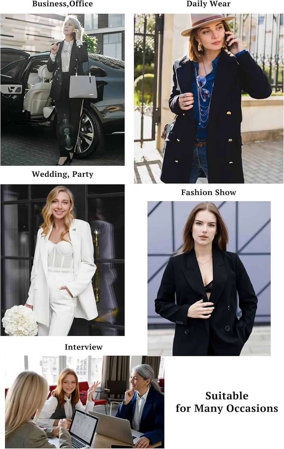 V VOCNI Womens Suits 2 Piece Set Double Breasted Business Office Blazer Work Pants Set Dressy Casual Workwear Outfits