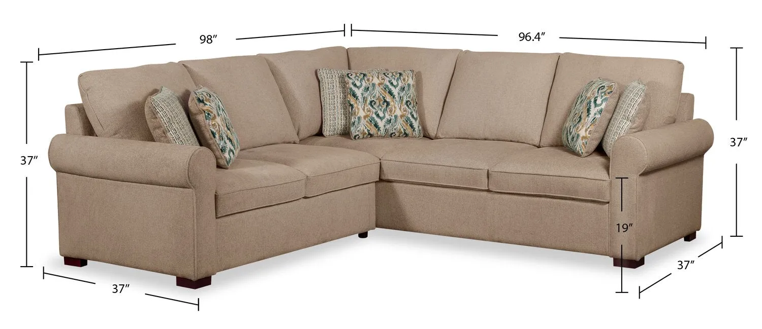 Valley 2-Piece Right-Facing Chenille Sectional - Taupe