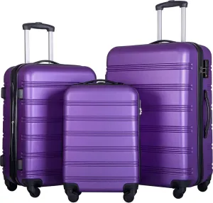 Versatile 3 Piece Hardside Spinner Luggage Set for All Travelers, 20-inch, 24-inch, and 28-inch Sizes, Purple