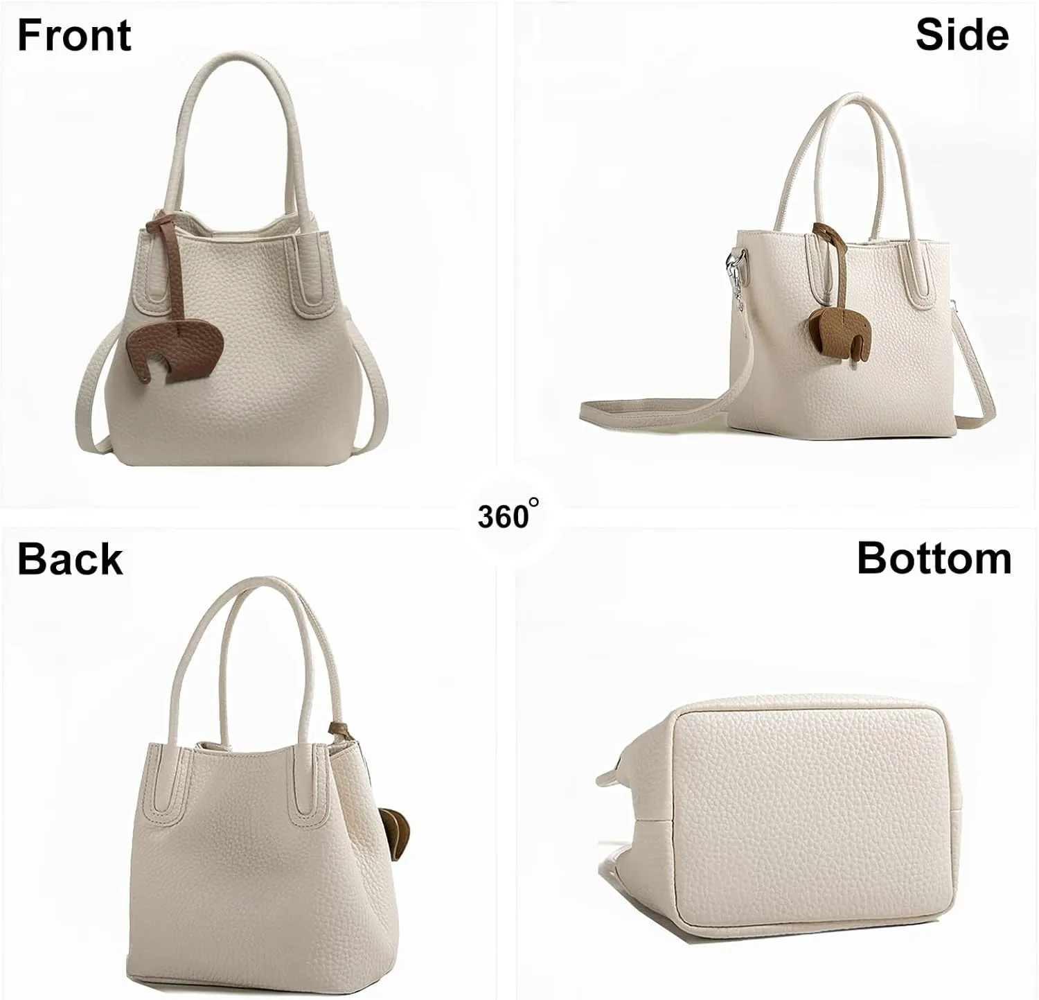 Versatile PU Leather Bucket Bag for Women  Small Crossbody Purse with Top Handle, Lightweight Shoulder Bag for Daily Use