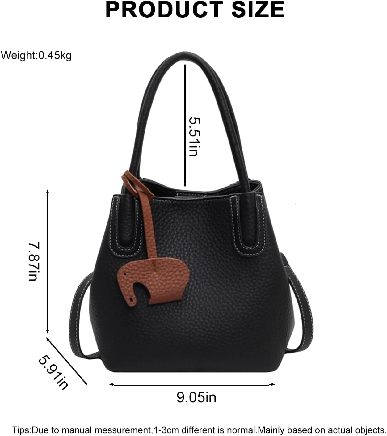 Versatile PU Leather Bucket Bag for Women  Small Crossbody Purse with Top Handle, Lightweight Shoulder Bag for Daily Use