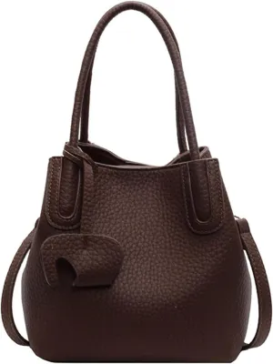 Versatile PU Leather Bucket Bag for Women  Small Crossbody Purse with Top Handle, Lightweight Shoulder Bag for Daily Use