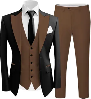 Wangyue Tuxedo 3 Piece Prom Suits Men's Slim Fit Suit Single Breasted Vest and Pant Jackets for Men Suits Party Prom