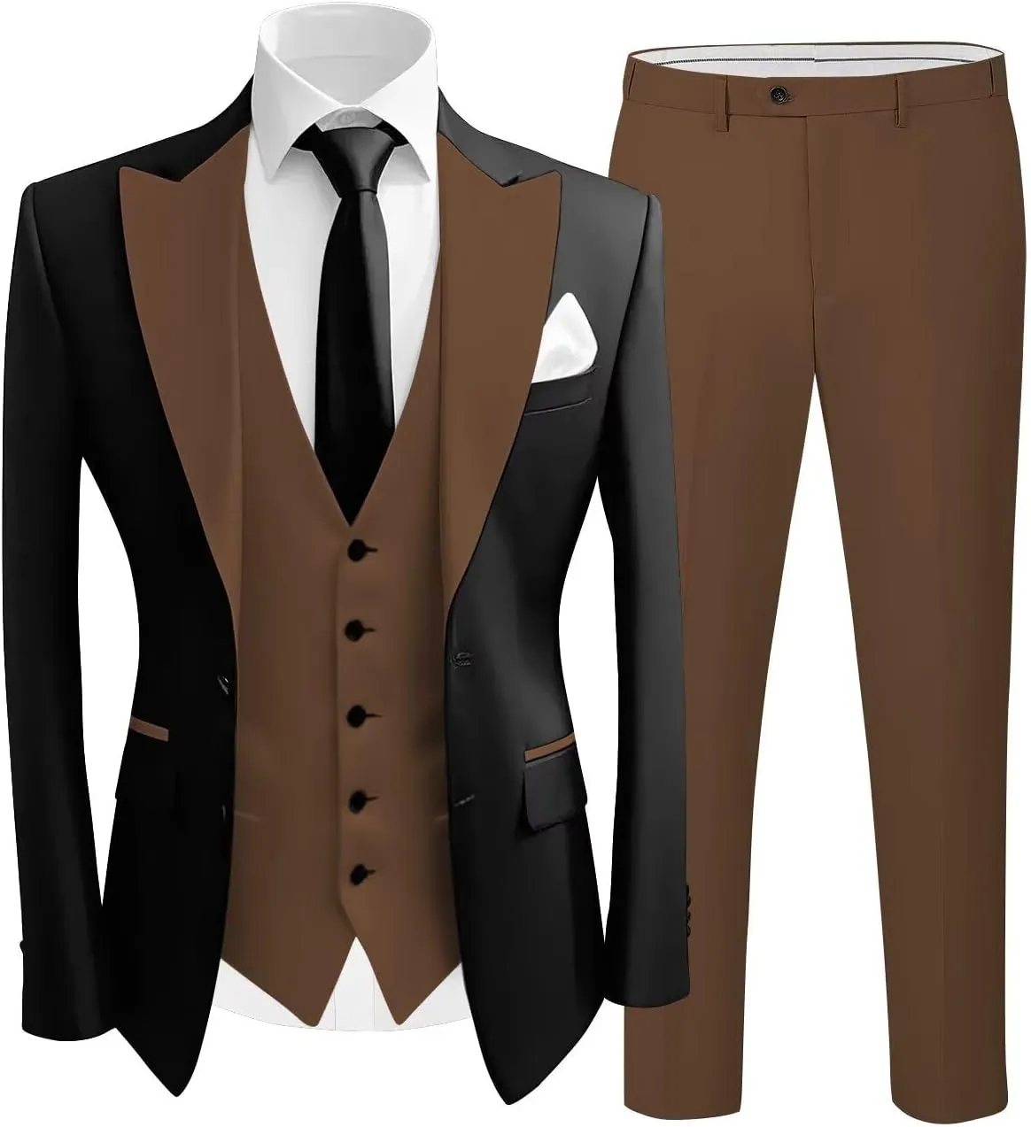 Wangyue Tuxedo 3 Piece Prom Suits Men's Slim Fit Suit Single Breasted Vest and Pant Jackets for Men Suits Party Prom