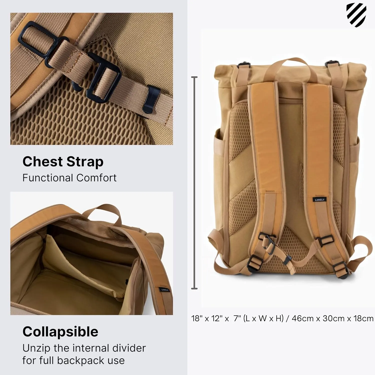 Weekender Camera Backpack  Sand, Weatherproof Removable Cube, Versatile Daypack Designed for Travel, Photographers and Videographers, DSLR, Mirrorless, Laptops, Film, Lenses