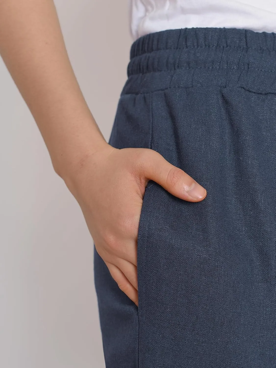 Weintee Women's Petite Linen Pants with Pockets for Summer