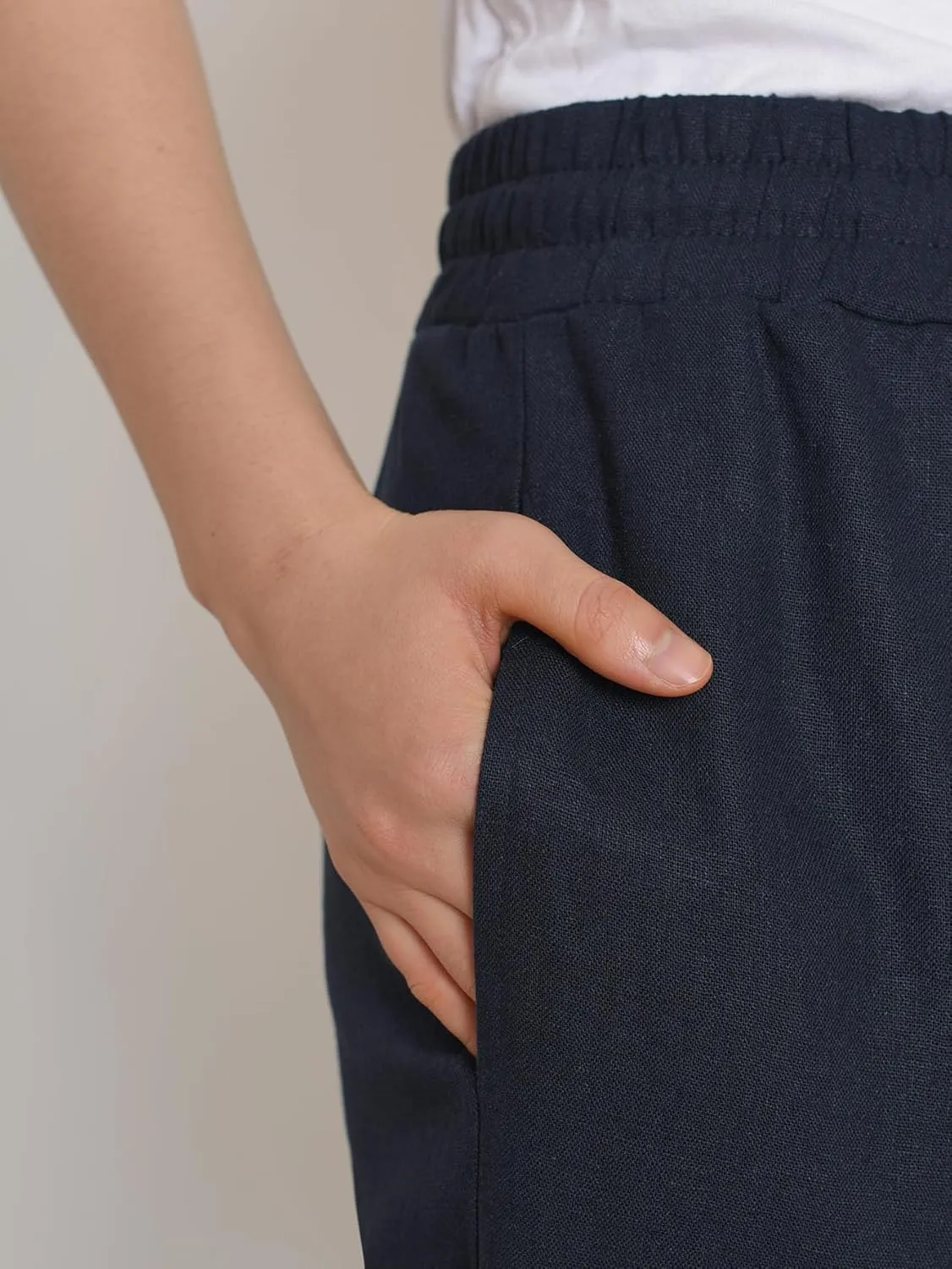 Weintee Women's Petite Linen Pants with Pockets for Summer