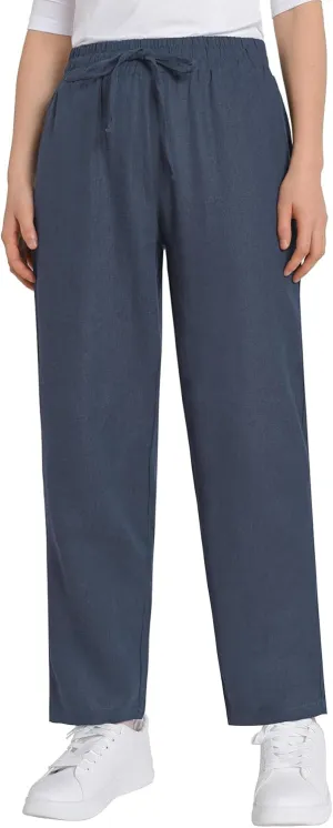 Weintee Women's Petite Linen Pants with Pockets for Summer