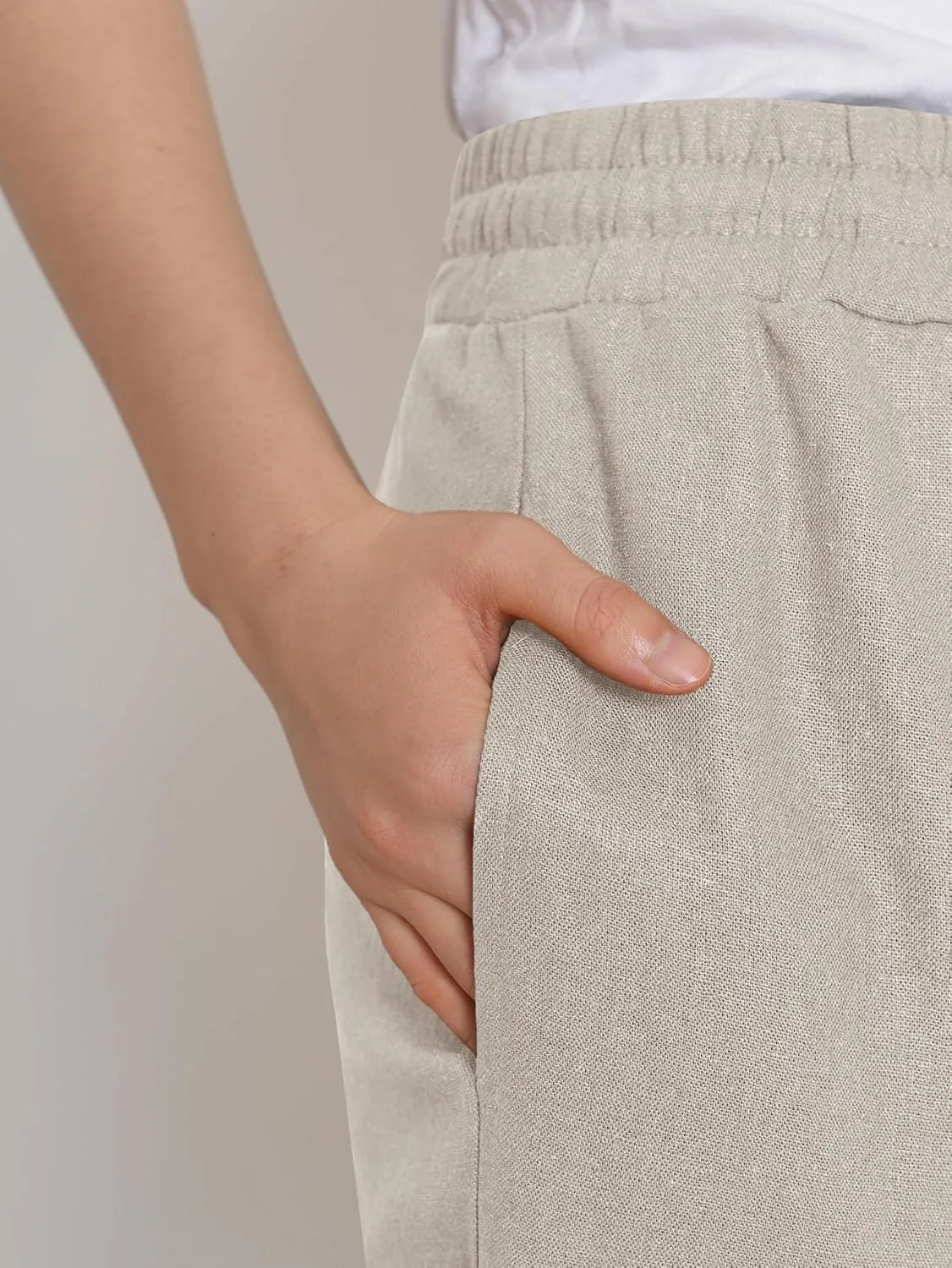 Weintee Women's Petite Linen Pants with Pockets for Summer