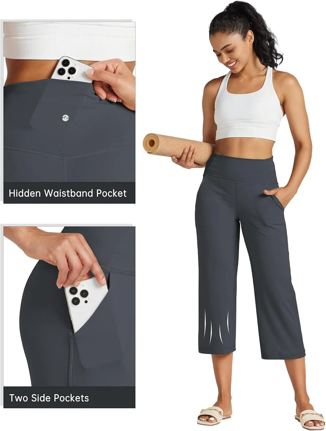 Willit Women's Yoga Capris Pants High Waist Leggings Athletic Exercise Workout Crop Capris Quick Dry 23"