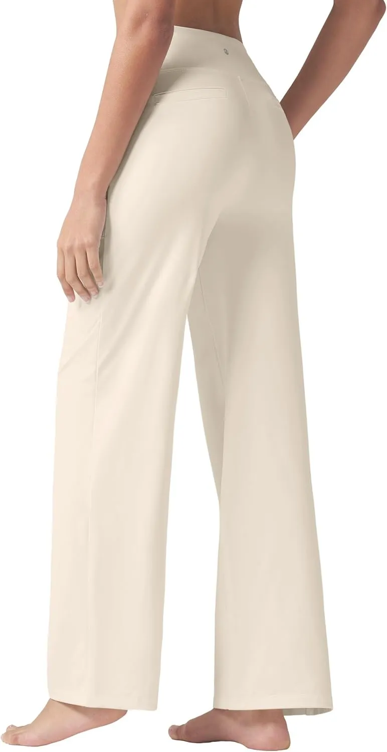 Willit Women's Yoga Pants Wide Leg Dress Work Pants Stretch Casual Pants Slacks with Pockets High Waist 28" 30" 32"