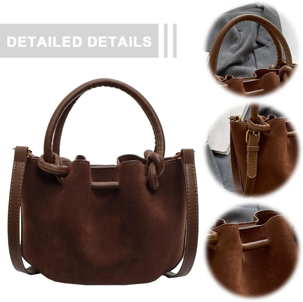 Women Crossbody Bags Shoulder Bag Solid Color PU Leather Lady Handbags Purses Fashion Versatile Bucket Bag Single Sh