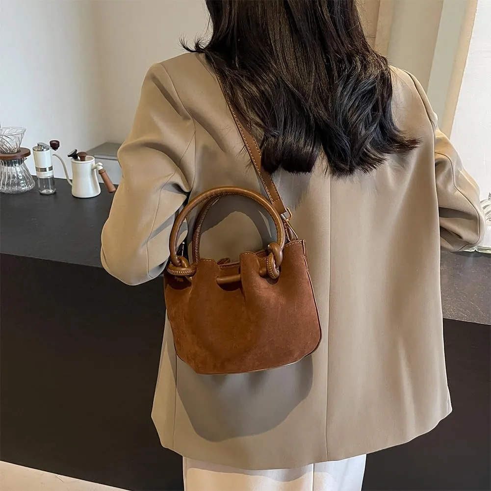 Women Crossbody Bags Shoulder Bag Solid Color PU Leather Lady Handbags Purses Fashion Versatile Bucket Bag Single Sh