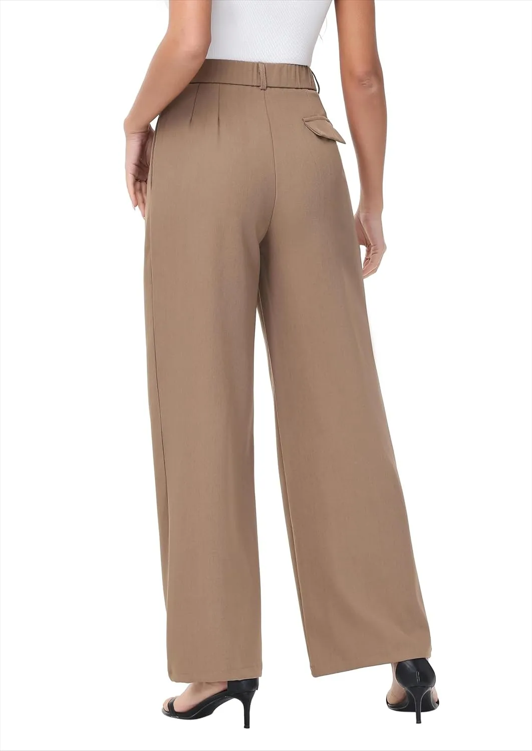 Women Wide Leg High Waisted Flowy Dress Pants Workout Casual Trousers