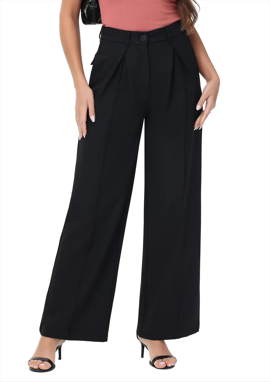 Women Wide Leg High Waisted Flowy Dress Pants Workout Casual Trousers