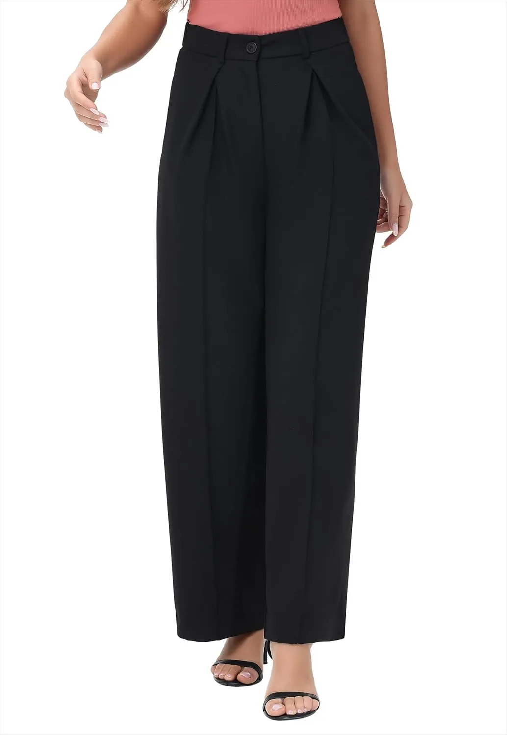 Women Wide Leg High Waisted Flowy Dress Pants Workout Casual Trousers